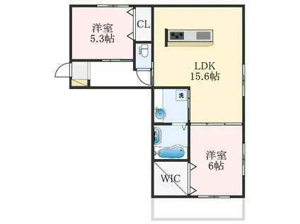 ムーランアヴァン D棟(2LDK/2階)の間取り写真