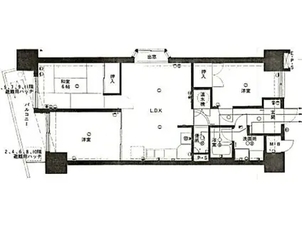 トーカンマンション不来方(3LDK/2階)の間取り写真
