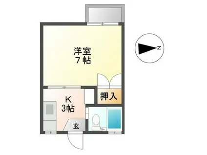 ミラベル燈明田C(1K/1階)の間取り写真
