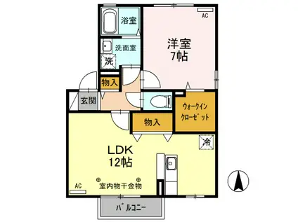 リビングタウン平柳C 平柳町(1LDK/2階)の間取り写真