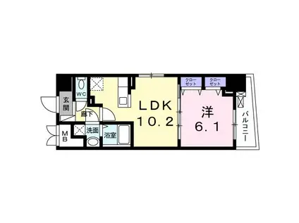 ISLA VISTA 日本橋(1LDK/6階)の間取り写真