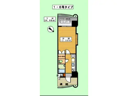 ロイヤル日赤通 80(1K/12階)の間取り写真