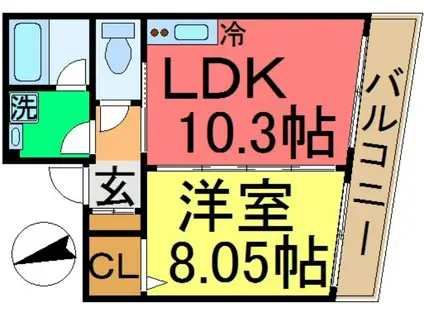 ベルシア箱崎(2LDK/2階)の間取り写真