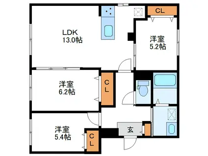 アトラス日本橋水天宮(1DK/5階)の間取り写真