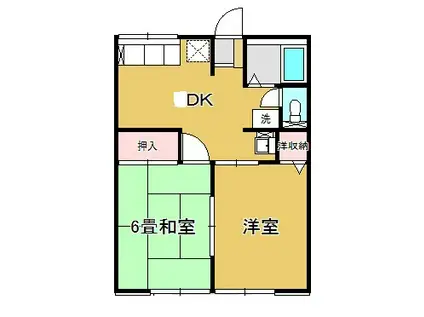 ジュネス・K(2DK/1階)の間取り写真