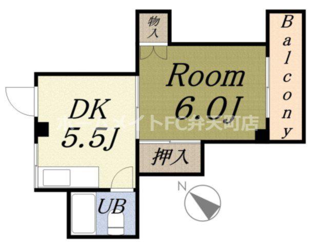 モリハイツ(1DK/2階)の間取り写真