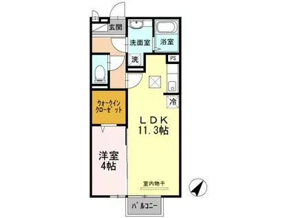 サンシャイン砥堀(1LDK/1階)の間取り写真