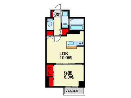 飛幡プライド(1LDK/6階)の間取り写真