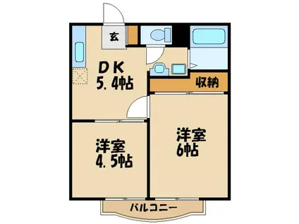 コーラルフラット(2DK/1階)の間取り写真