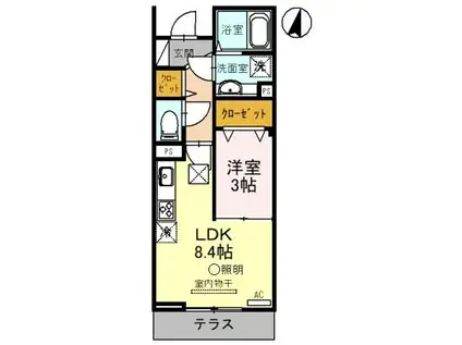SOLANA II(1LDK/1階)の間取り写真