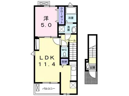 ベル・モンドK(1LDK/2階)の間取り写真