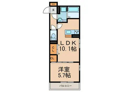 グレイスコート神戸永手町(1LDK/2階)の間取り写真