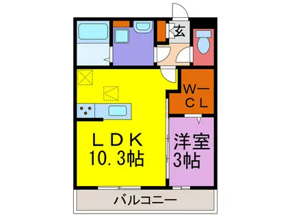 サンフローラ(1LDK/1階)の間取り写真