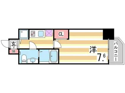 S-RESIDENCE神戸磯上通(1K/3階)の間取り写真