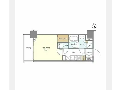 ブルロック青葉台(1K/3階)の間取り写真