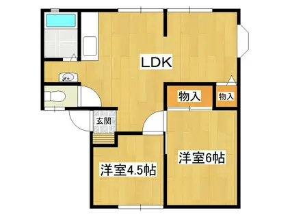 フォークスビレッヂII(2LDK/1階)の間取り写真