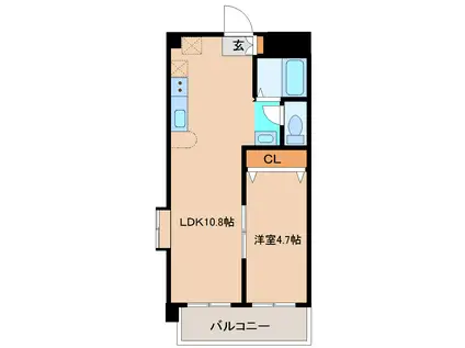 アネックスビバビル(1LDK/3階)の間取り写真