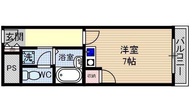 エムロード茨木(ワンルーム/3階)の間取り写真