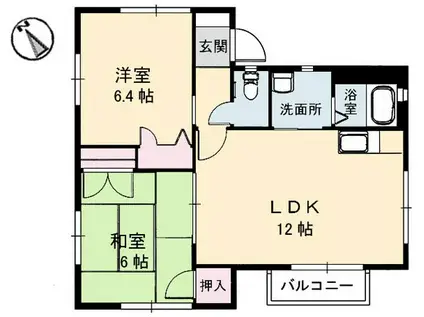シャーメゾン矢野B棟(2LDK/1階)の間取り写真