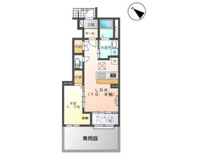 富山市山室アパート(1LDK/1階)の間取り写真