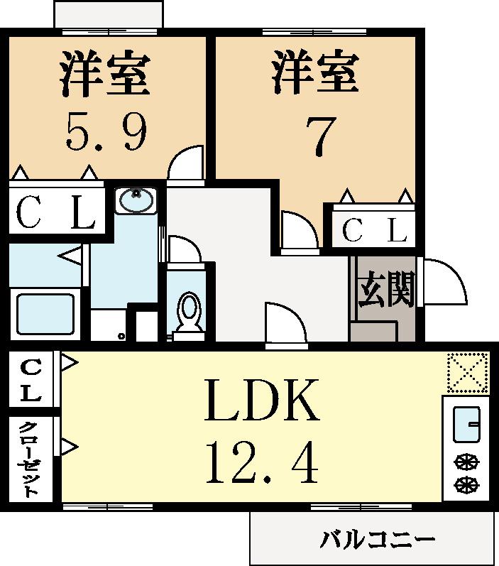 シャトーペガサス(2LDK/3階)の間取り写真
