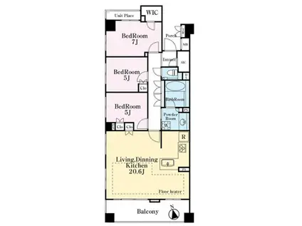 プラウド蘆花公園(3LDK/1階)の間取り写真