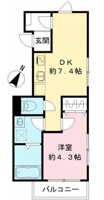 六本木ルガロ(1DK/2階)の間取り写真