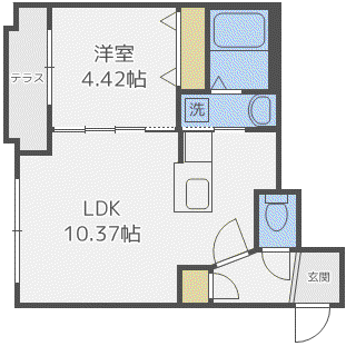 NORDESTA旭ヶ丘(1LDK/2階)の間取り写真