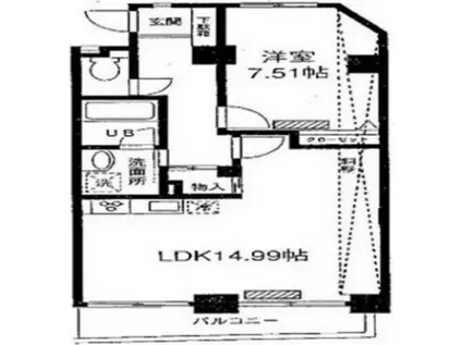 ブルーガーデン小石川(1LDK/6階)の間取り写真