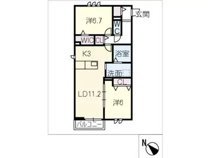 SCORZA M(2LDK/2階)の間取り写真