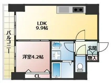 モデラート上町台(1LDK/6階)の間取り写真