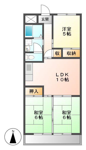 プレズ名古屋入場(3LDK/4階)の間取り写真