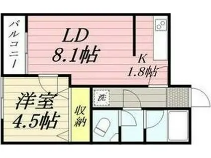 地下鉄東豊線 北１３条東駅 徒歩3分 4階建 築28年(1LDK/1階)の間取り写真