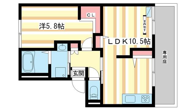 ラポール(1LDK/1階)の間取り写真