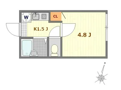 ノーザンロード小岩(1K/1階)の間取り写真