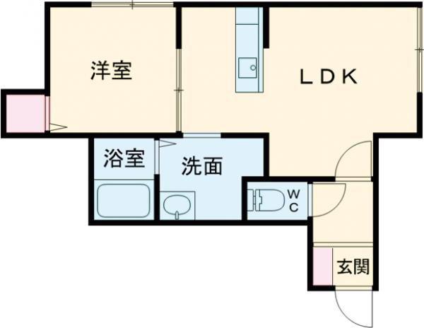 リーベラル(1DK/2階)の間取り写真