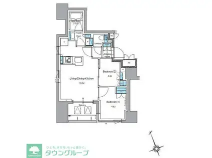 J.リヴェール上野入谷プレイス(2LDK/6階)の間取り写真