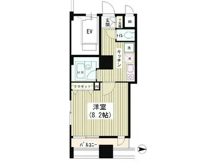 アクアコート(1K/2階)の間取り写真