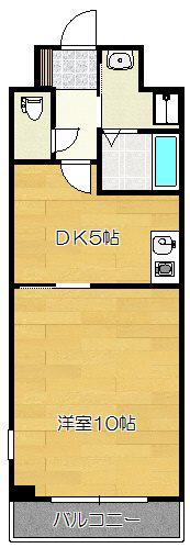 Mビル五条(1DK/2階)の間取り写真