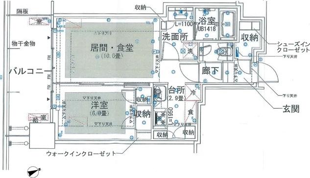 グランドシティタワー池袋(1LDK/6階)の間取り写真