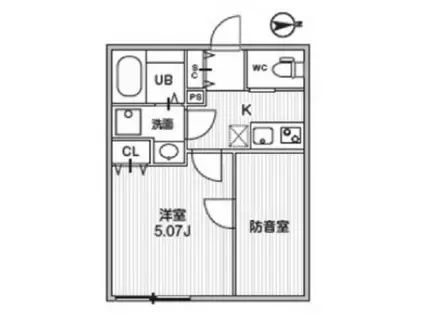 TS CUORE MUSE 落合(1K/1階)の間取り写真