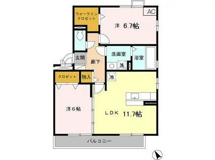 リビングタウン阿倉川B(2LDK/3階)の間取り写真