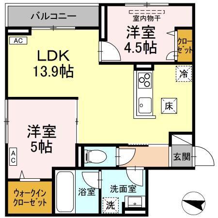 D-ROOM東手城(2LDK/1階)の間取り写真