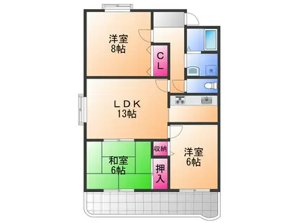 マンション舞(3LDK/4階)の間取り写真