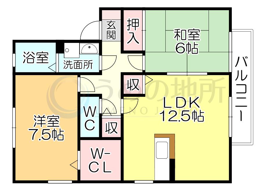 メルベーユ・ドミールA(2LDK/2階)の間取り写真