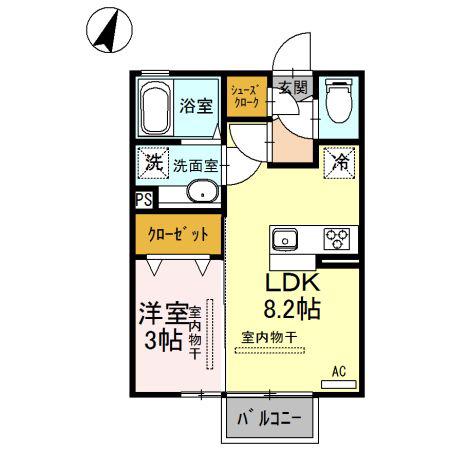 カサ・デ・プラセール(1LDK/2階)の間取り写真