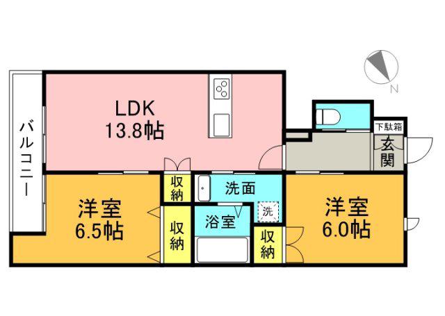 メゾン・ルミナス(2LDK/1階)の間取り写真