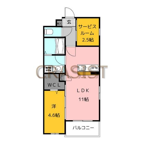 KAKERU PLUS(1SLDK/3階)の間取り写真
