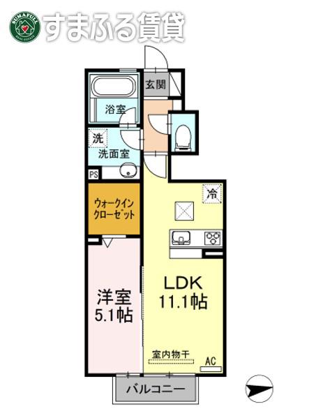 Nオーサ(1LDK/2階)の間取り写真