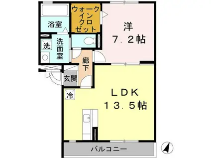 カーササンシビリテB棟(1LDK/3階)の間取り写真